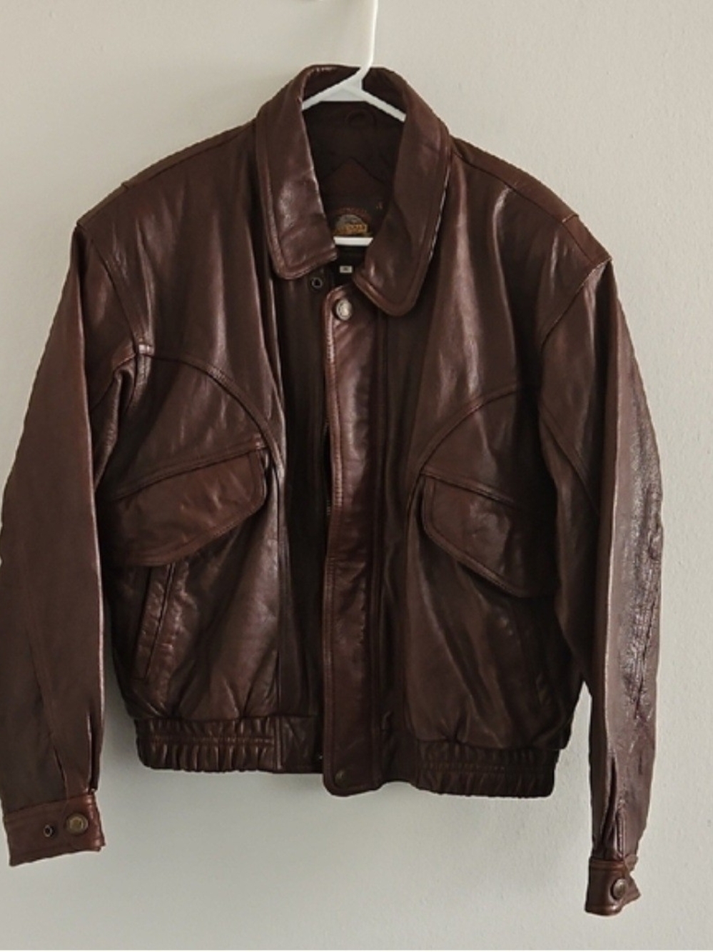 Men's Dark Brown Leather Bomber Jacket